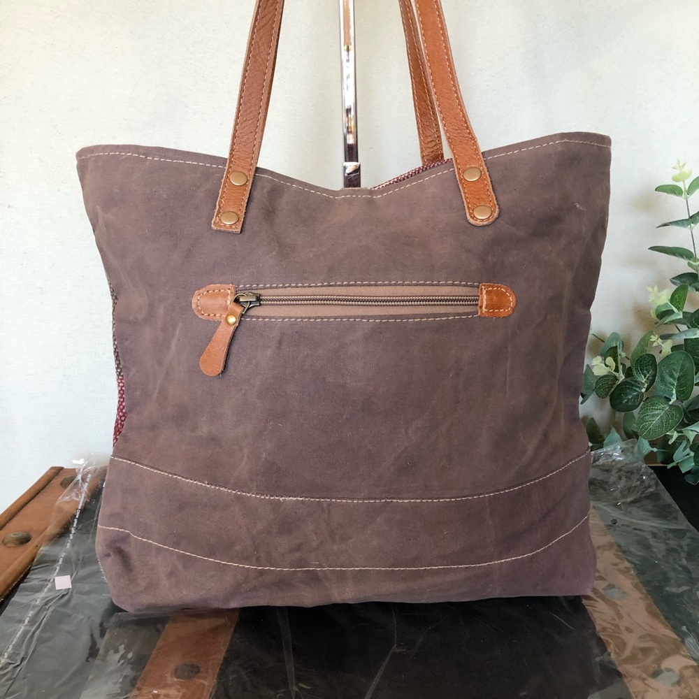 Myra Bag Spring Tote upcycled canvas purse C622 - Picture 4 of 6